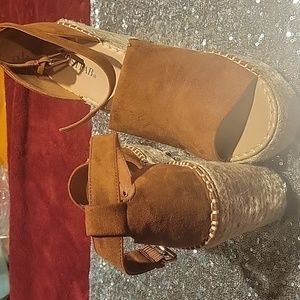 Taupe color wedge sandals